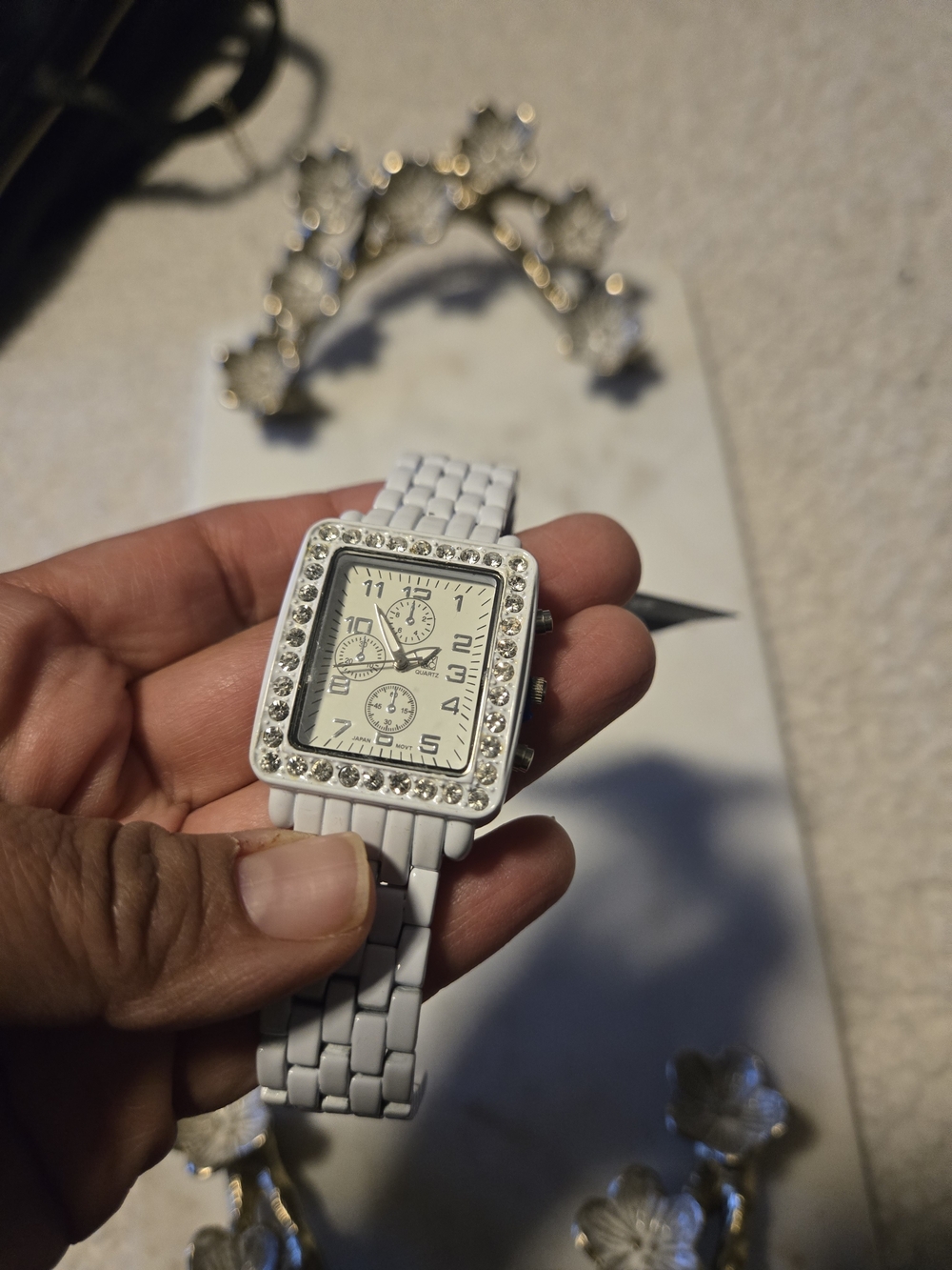 New Vintage New York & Company White Rhinestone Accent Square Watch